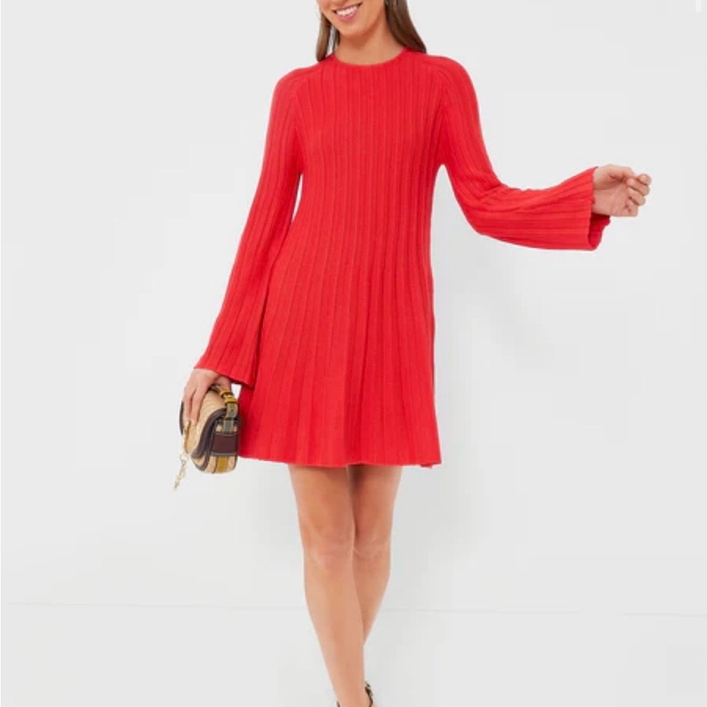 Pomander Place Radiant Red Long Sleeve Dress